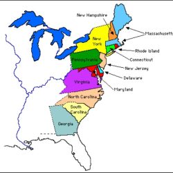 Map of thirteen colonies with rivers