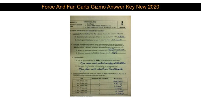 Student exploration fan cart physics answer key