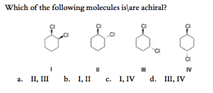 Which of the following molecules are achiral