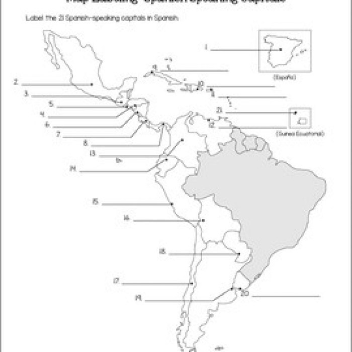 Answer map labeling spanish speaking countries